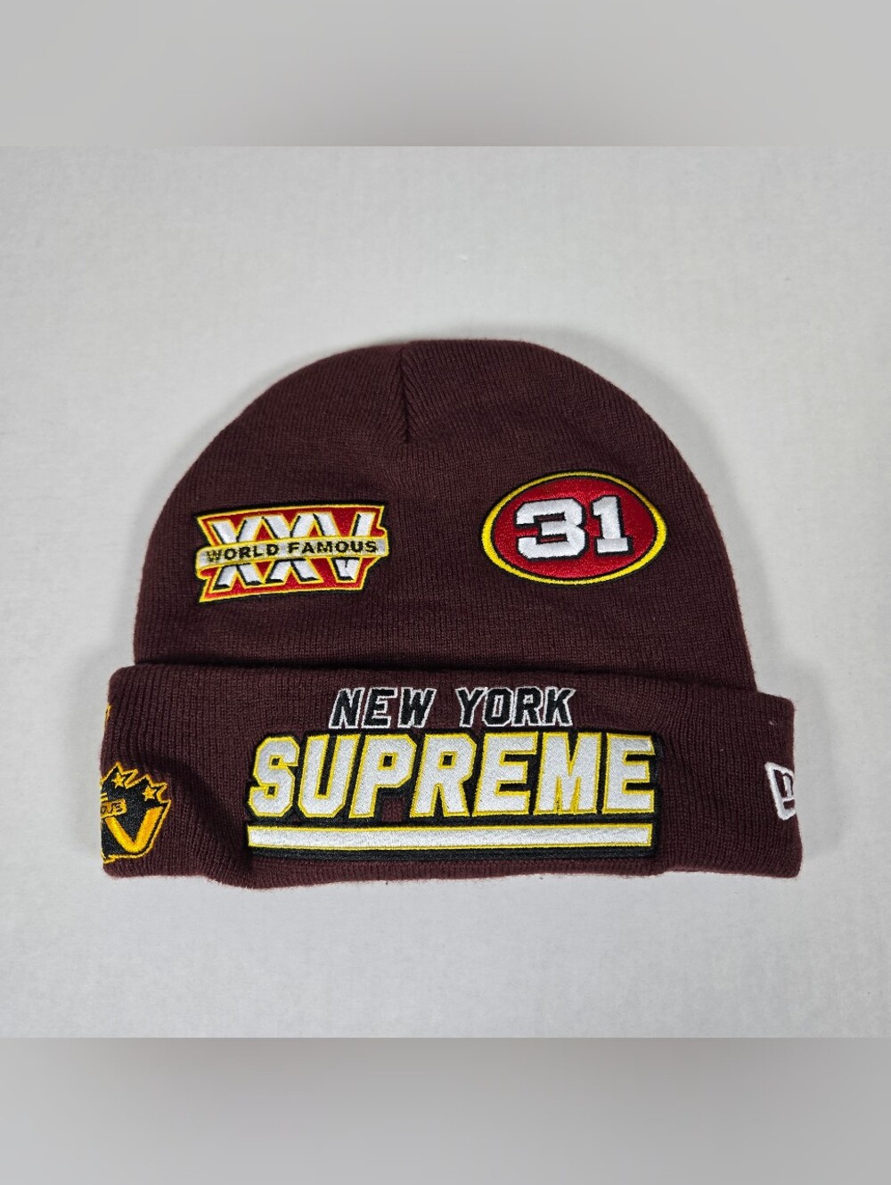 Supreme New Era Football Beanie Cardinal OS Fits All New York Thirty One Champ
